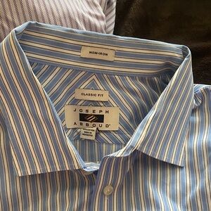 Joseph Abboud Classic Fit Blue and White Striped Shirt 19 neck 34/35 classic fit